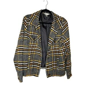 Christopher Banks Women's Plaid Blazer‎ Jacket Yellow Black Career L